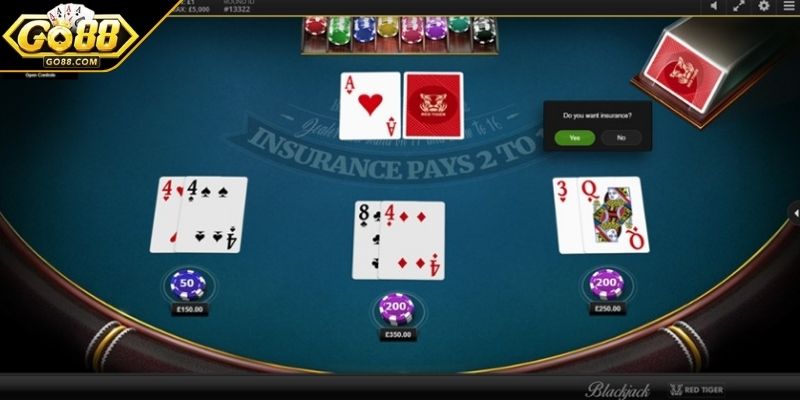 Bàn cược Blackjack GO88 hiện đại, chia nhanh, chân thực