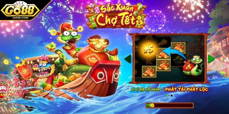 Không khí lễ hội rực rỡ trong sân chơi sắc xuân chợ tết GO88