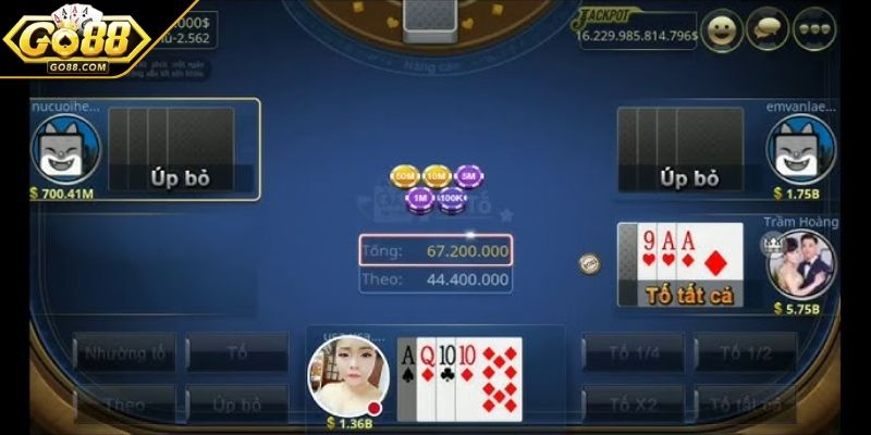 Sân chơi chiến thuật kịch tính giữa những pháo thủ bài Xì Tố GO88